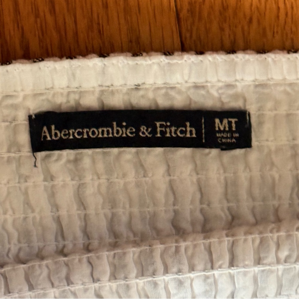 Abercrombie and & Fitch Striped Linen Wrap Button Midi Dress Womens Medium Tall - Picture 2 of 6